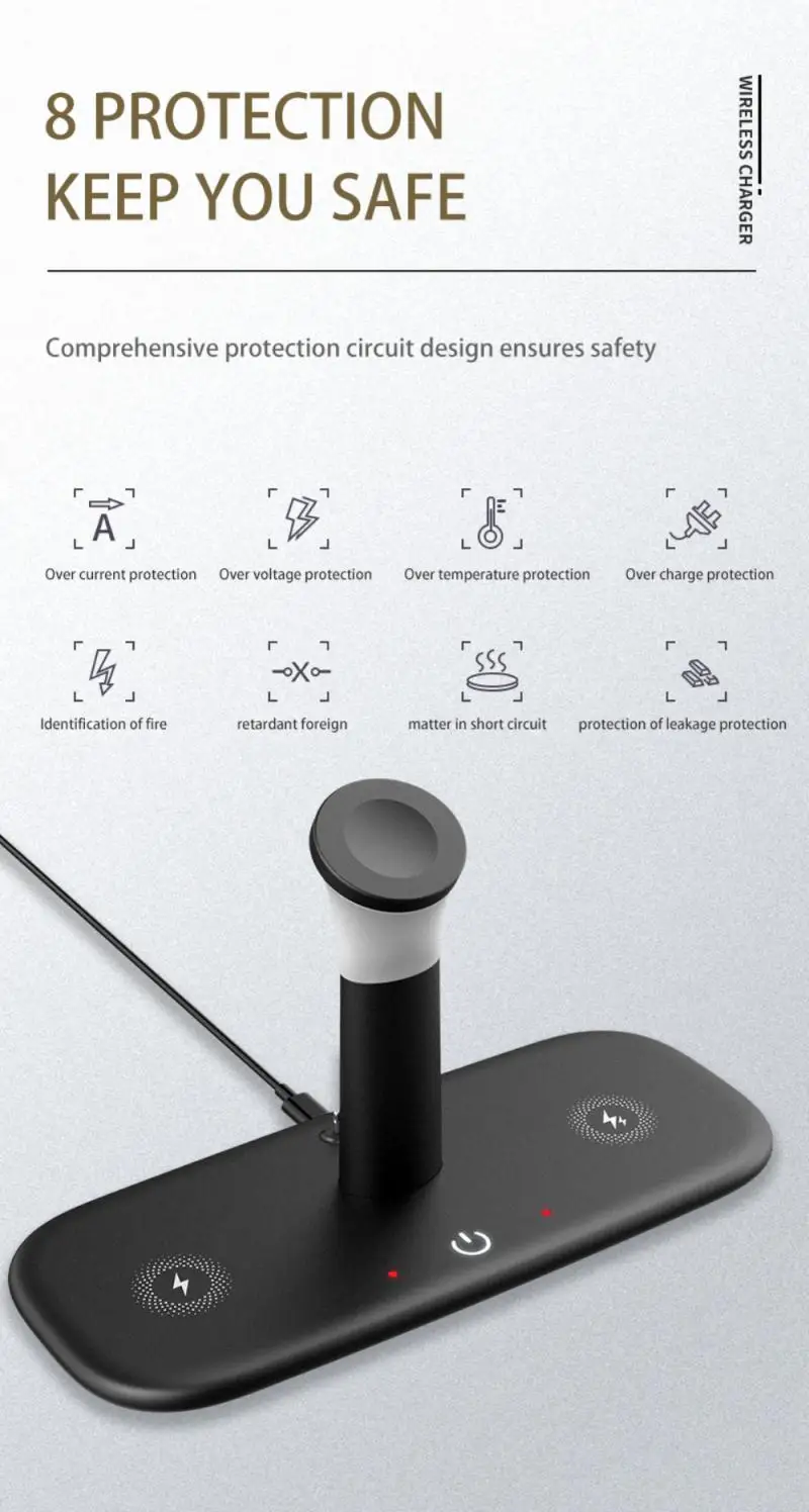 1pc 15W Five In One Wireless Charger For IPhone X 11 12 Sansung Huawei Wireless Charger Apple Watch Headphones