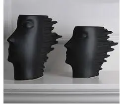 

NORDIC STYLE BLACK AND WHITE CERAMIC VASE CREATIVE HUMAN HEAD STATUE HOME DECORATION SMALL ORNAMENTS DESKTOP VASE