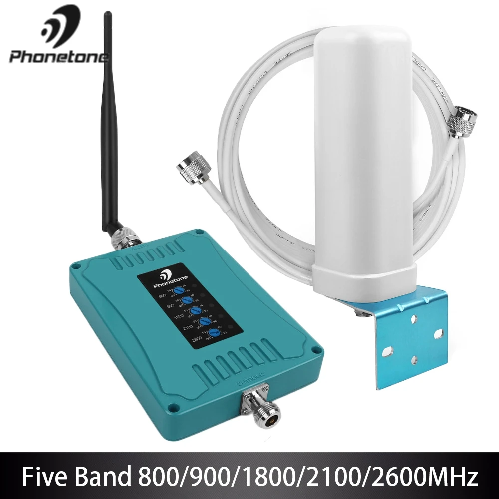 Усилитель сигнала B1/B3/B7/B8/B20 2G 3G 4G LTE усилитель 900/1800/2100/800/2600 МГц 5 полосный мобильный