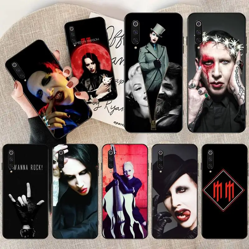 Черный мягкий ТПУ чехол PENGHUWAN Marilyn Manson для телефона Xiaomi Mi9 9SE 8SE Pocophone F1 Mi8 Lite |