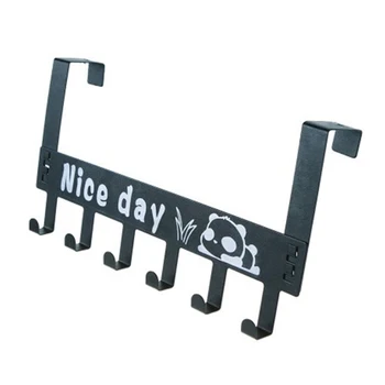 

6-Hook Bathroom Organizer Hanger Titanium Steel Home Kitchen Hooks Over Door Hanging Storage Rack Holder 36X17X4.5cm WWO66