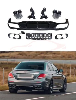 

E Class PP Rear Bumper Lip Diffuser with Exhaust Tips for Benz W213 E200 E300 E43 Sport Change to E53 AMG look 2019