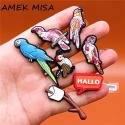 Breloques en PVC pour enfants, 1 pièce, nouveauté, accessoires de décoration pour chaussures, perroquet rose et moineau, cadeaux pour enfants 