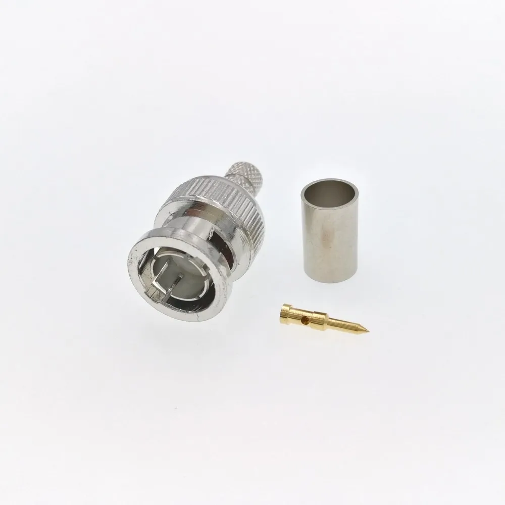 100 шт. BNC штекер обжимной для RG59 кабель RF коаксиальный разъем 75ohm