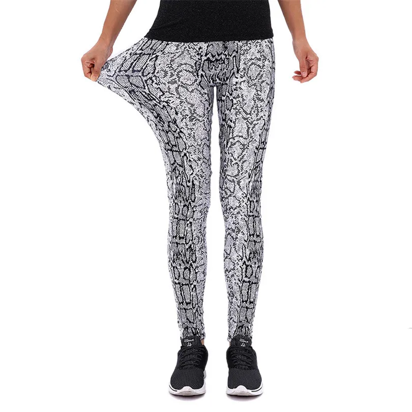 INDJXND Women Legging High Waist Snake Pattern Leggings Snake Printed Leggings Plus Size Pants Workout Legging Fashion Female
