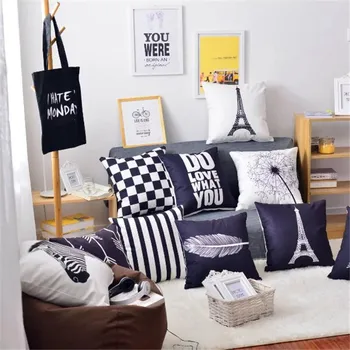 

Geometric Print Pillow Cover Colorful Simple Stripe Sofa Cushion Cover Living Bedroom Decor Polyester Pillow Case 45x45