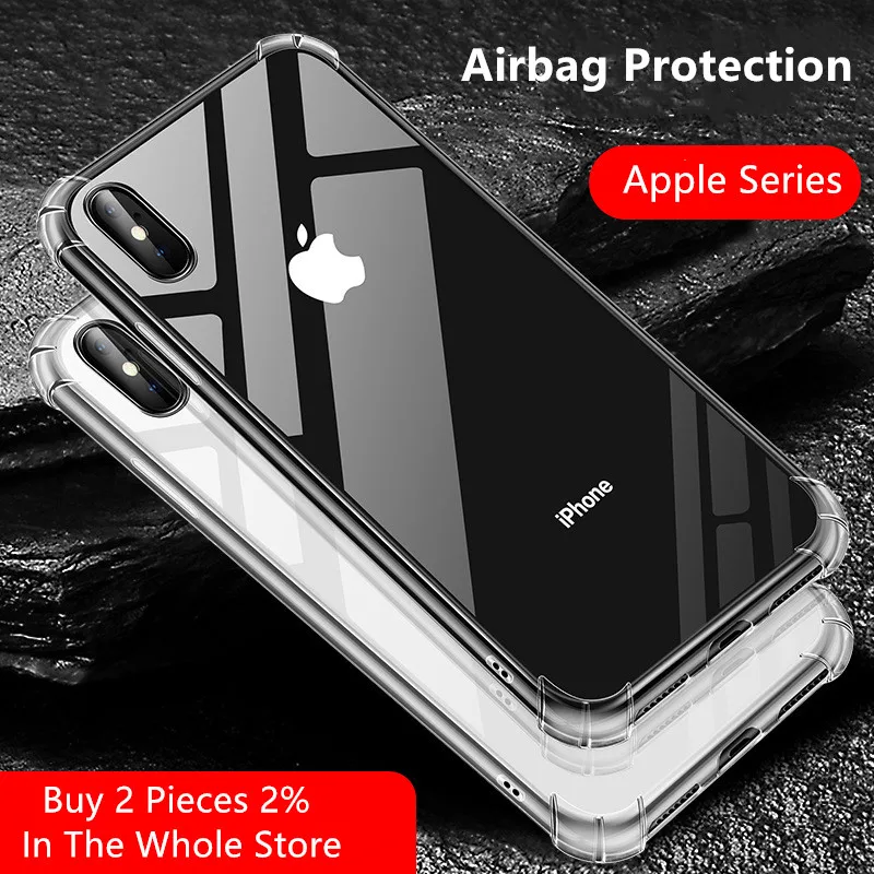

Applicable to Apple 5S 6S 7plus 8 IPhone XS XR Phone Cases Corner Anti-fall XSMAX Transparent Phone Shell Soft TPU Shell Cover