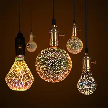 

3D Fireworks Bulb Fireworks Light Fireworks Bulb Fashion Retro Creative E27 LED Lamp Colorful Diamonds Holiday Home Decor KTV