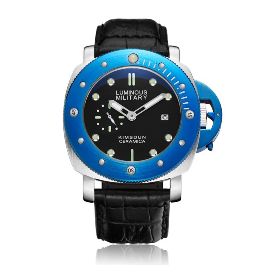 KIMSDUN мужские часы с большим циферблатом кожаные водонепроницаемые спортивные кварцевые часы с подсветкой лучший бренд Роскошные наручные часы Relogio Masculino