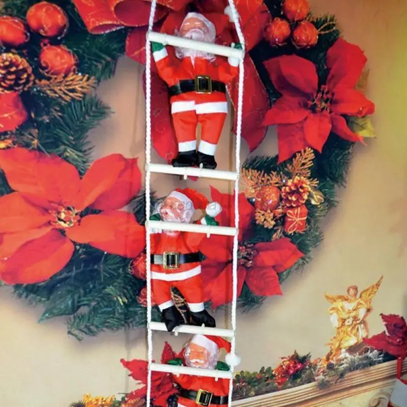 Christmas Pendant Santa Claus Hanging Doll Ladder Rope Climbing New Year Tree Decoration Christmas Tree Hanging Decor 3Size