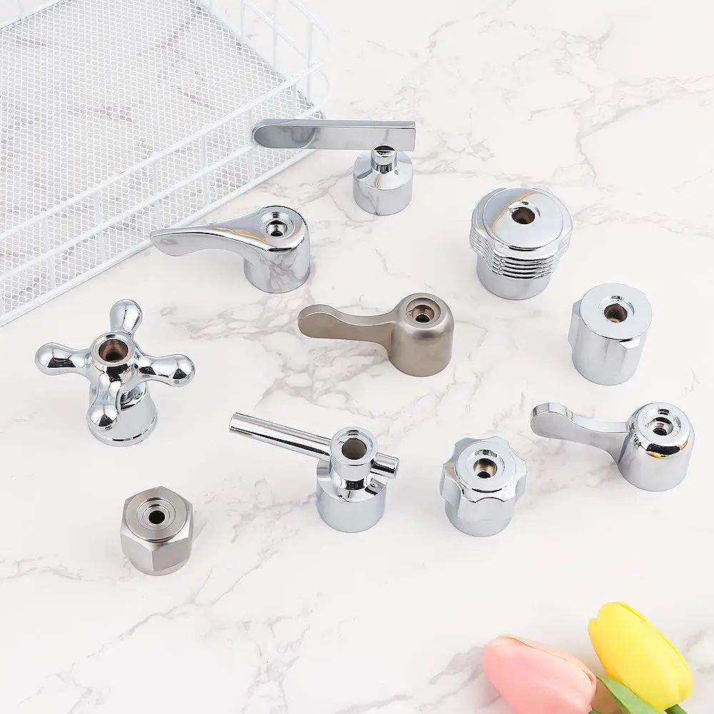 1Pcs Bathroom Replacement Faucet Handle Chrome Plated Taps Accessories Cartridge Spool Faucet Single Metal Lever Handle