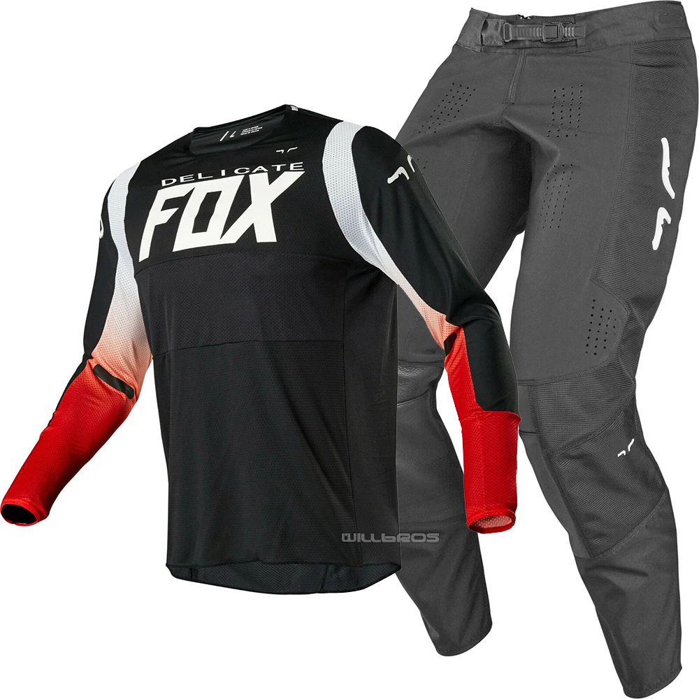 Delicate Fox 360 Haiz Jersey& Pant Combo черный ATV MX Мотокросс Dirt Bike комплект передач - Цвет: Black Red