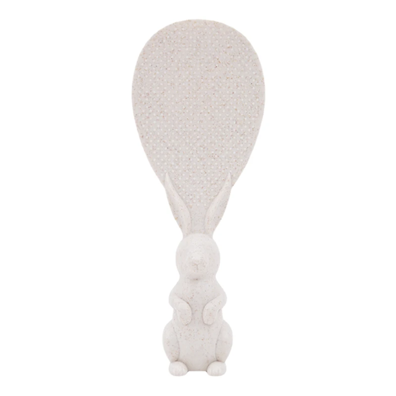 cream-coloured wheat straw+pp Cute rabbit non-stick rice spoon home high temperature resistant wheat straw green rice spoon rice scoop - Цвет: cream-coloured