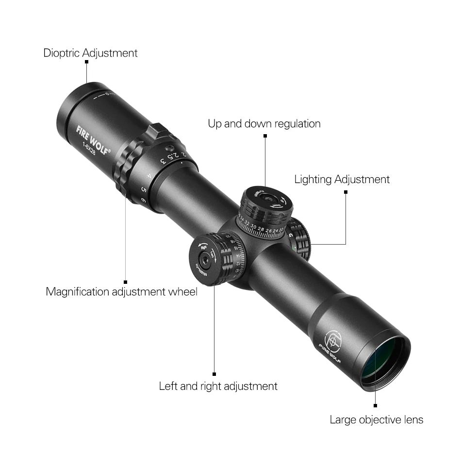 1-6X28 HD Riflescope RGB крест точка Сетка прицел снайперской винтовки охотничьи прицелы тактический прицел страйкбол воздушные пистолеты