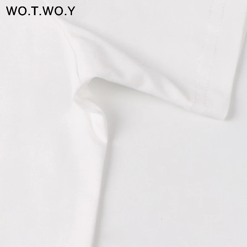 WOTWOY забавная футболка с буквами Женская хлопковая летняя футболка с принтом повседневные топы футболки женские с коротким рукавом женские белые черные красные футболки