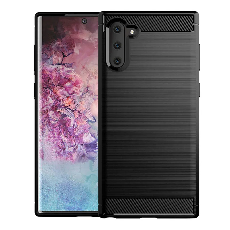 

Brushed Carbon Fiber Case for Samsung Note 10 Plus Case Silicone Soft TPU Back Cover for Samsung Galaxy Note 10 Bags Note10+ Pro