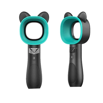 

Portable Handheld Cooling Bladeless Fan USB Fan Desktop Bladeless Fan Rechargeable Quiet 3 Gear (Cute Black)2 Pack