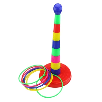 

18 Inch Brightly Colorful Plastic Sport Ring Toss Game Set for Kids,Stacked Toys,Ring Toy(Random Color)