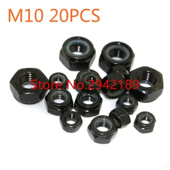

20pcs/lot DIN985 M10 Nylon lock nut with black zinc plated