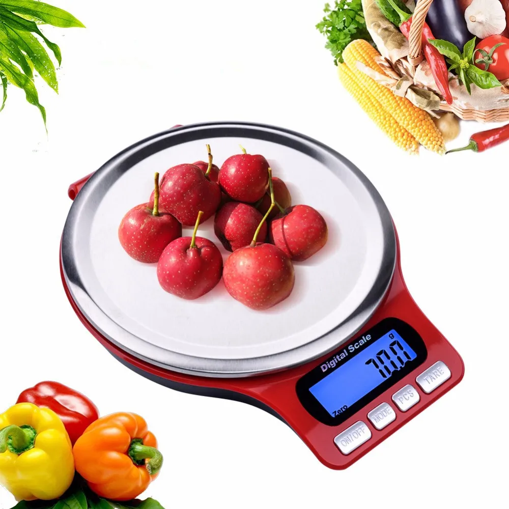 Кухонные весы с ЖК-дисплеем, точные цифровые электронные кухонные весы из нержавеющей стали, диета 5 кг x 1 г, весы кухонные