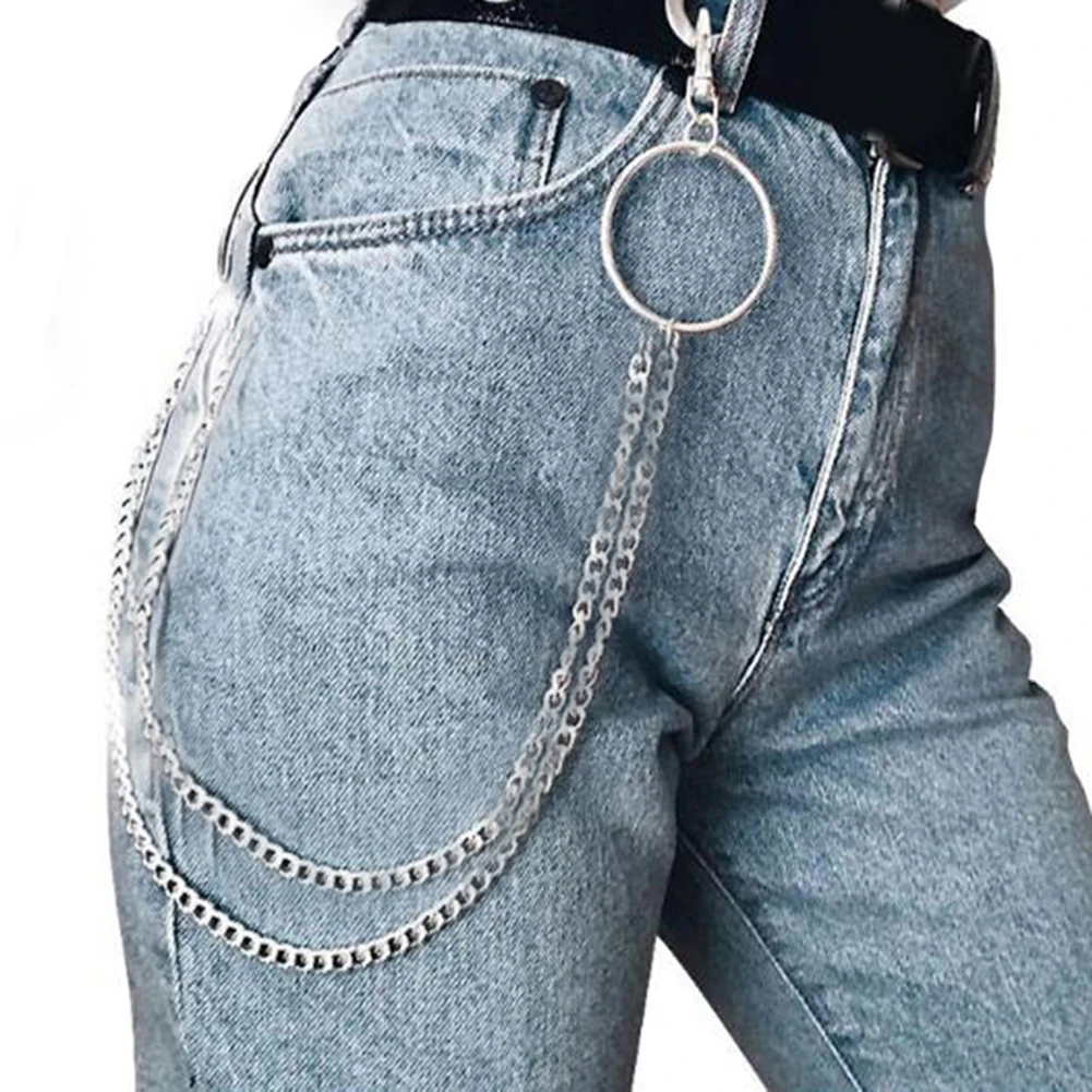 

1-3 Layer Metal Wallet Chain Punk Trouser Pants Waist Link Belt Silver Chain Hip Hop Chain Belts For Women Pants Accessories