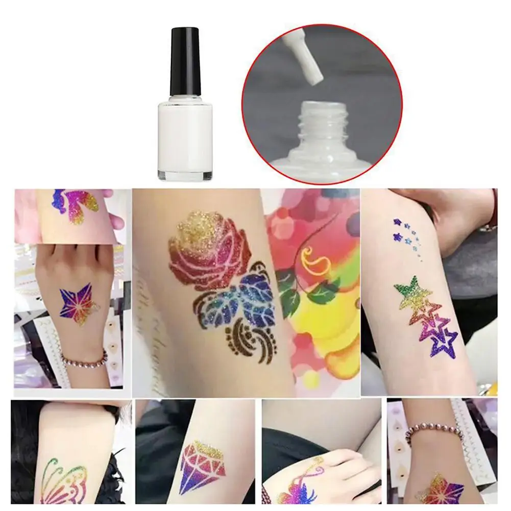 15 Colors Templates Flash Diamond Glitter Shine Flash Powder For Body Temporary Tattoo Kids Adult Face Painting Art Tools Suit