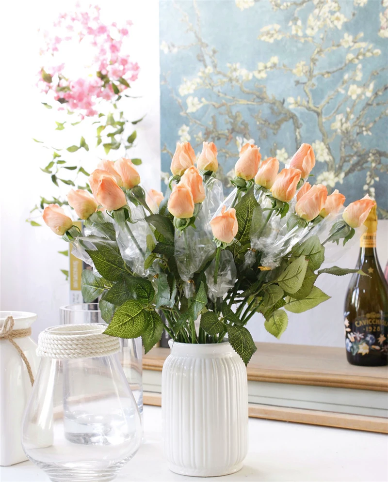 25pcslot Fresh rose Artificial Flowers Real Touch rose Flowers, Home decorations for Wedding Party or Birthday (7)