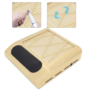 

80W Nail Dust Collector, Collector Strong Suction Art Vacuum Cleaner Manicure Tool 100-240V EU Plug (Gold)