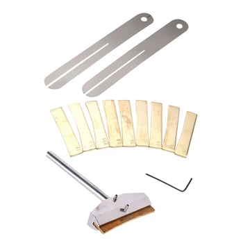 

2pcs Fret Puller Fretboard Fingerboard Fret Repair Tool & Alloy Fretboard Press Caul with Press Caul Inserts Golden
