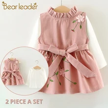 Bear leader/платье для маленьких девочек новое платье принцессы с длинными рукавами детская одежда детское платье+ рюкзак с ананасами для малышей