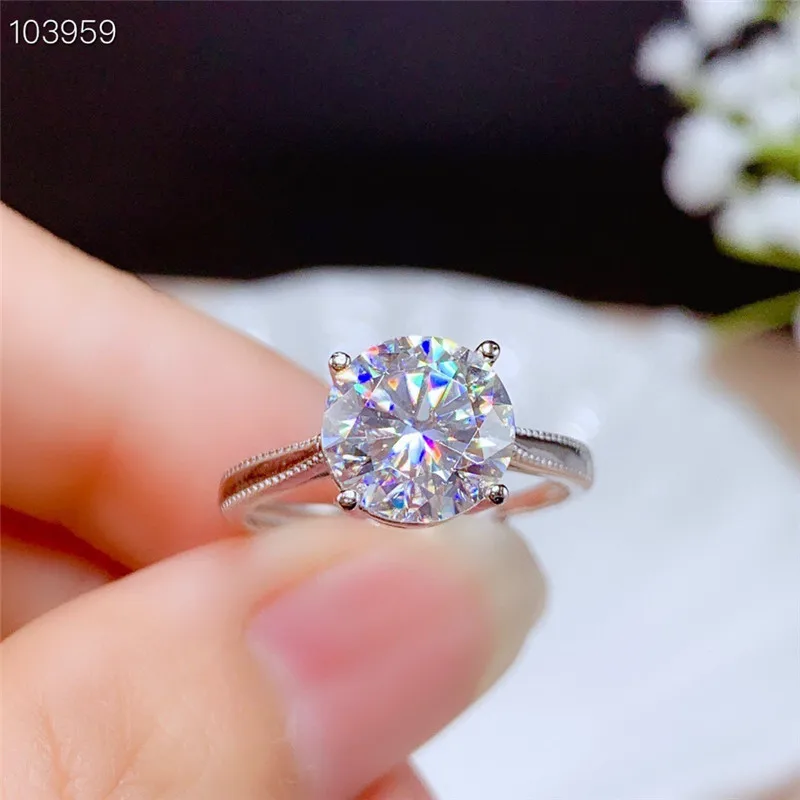 Moissanite Anello Per Le Donne Del Partito Di Nozze Regalo Di Anniversario 0.5Ct 1Ct 2Ct 3Ct Vvs Lab Diamante Testo Passato Reale 925 Sterling Argento