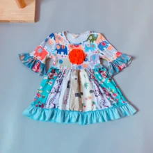 Платье с цветочным принтом для девочек от 2 до 4 лет, платье принцессы с короткими рукавами и оборками для маленьких девочек
