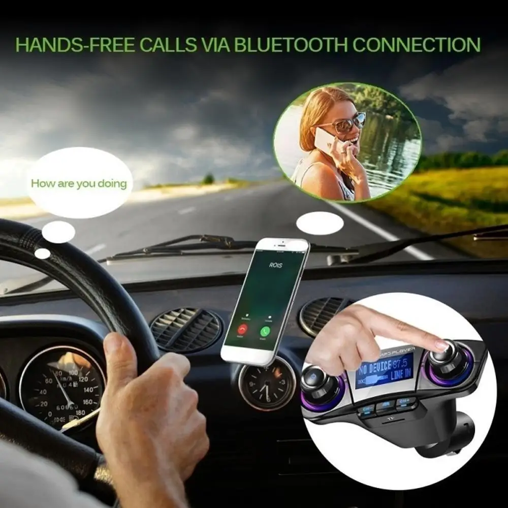 ВКЛ. Выкл. Bluetooth 5,0 FM передатчик модулятор Handsfree автомобильный комплект TF USB музыка AUX аудио MP3 плеер