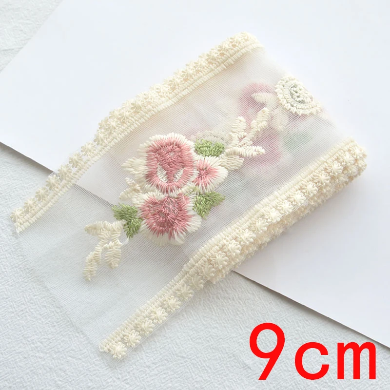 Flower Embroidery Lace Ribbon For Bow Making Clothing Decor Sewing Fabric DIY Craft Supplies Needlework Accessories 2yards New