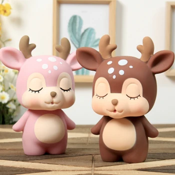 

Deer Shaped Piggy Bank Resin Cute Coin Saving Deposit Box Bedroom Tabletop Figurines Money Safe Gift for Kids Home Decoration