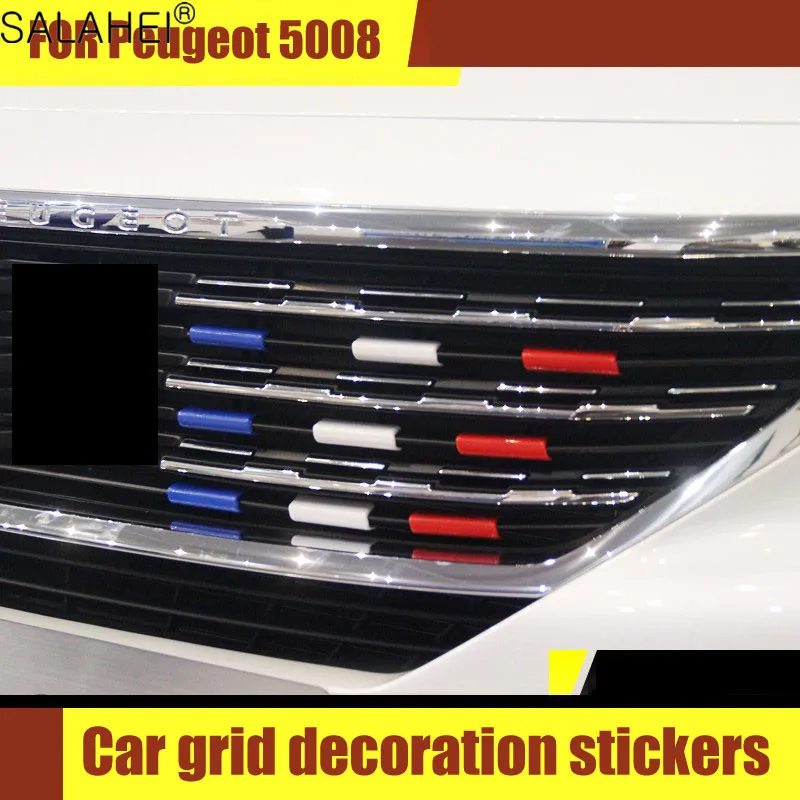 

9 PCs/set Three-Color Decorative Strip Grid Strip Net Decorative Sticker For Peugeot New 308 308S 408 5008 2008 3008 301 Styling