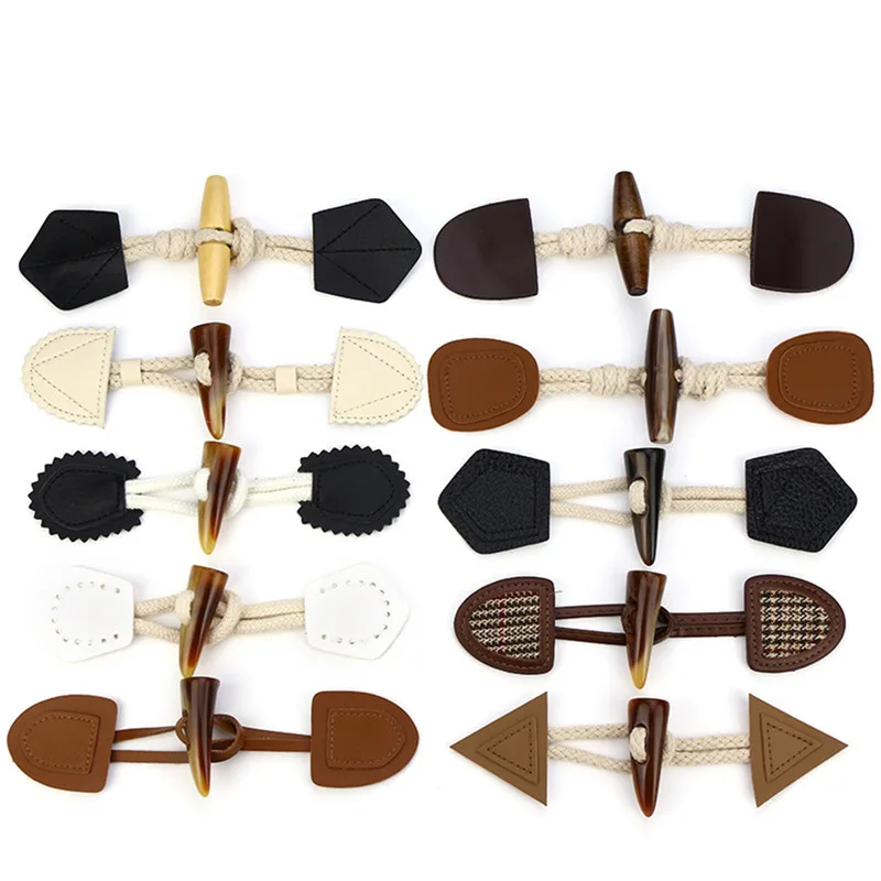 1 Pair Leather Resin Horn Toggle Closure Coat Jacket Duffle Clip Pin Holder Sewing Fasteners Cardigan Wrap Shawl Accessories | Дом и сад