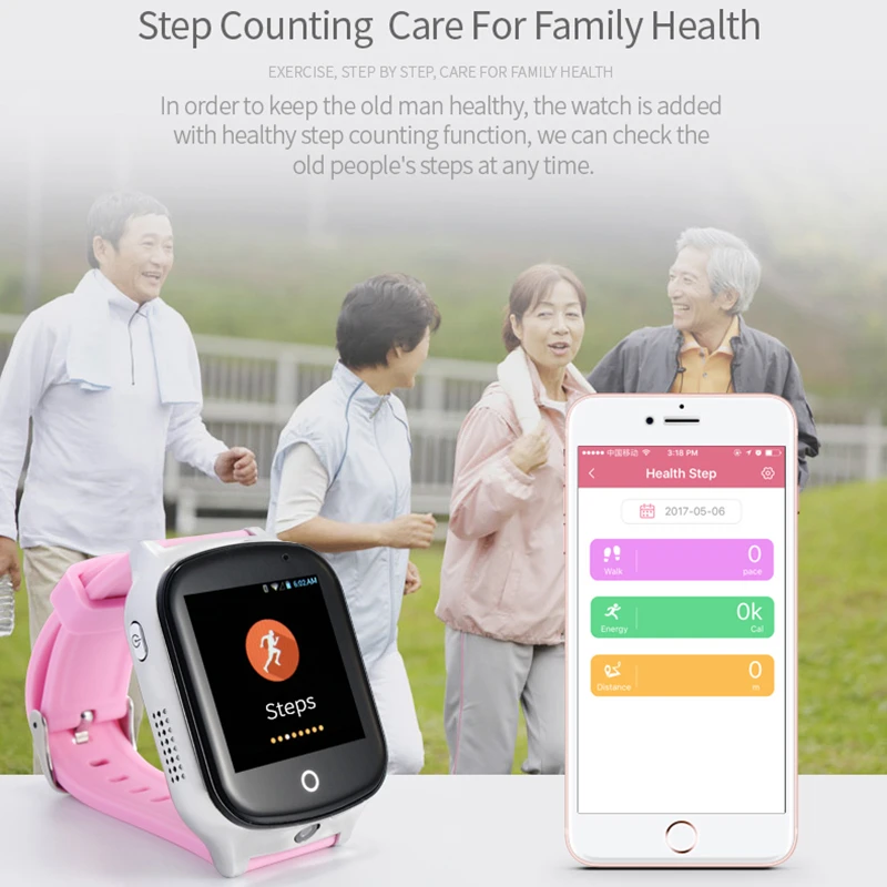 Elderly Tracker smart watch 3G GPS LBS WIFI positioning SOS call Camera Bluetooth Steps counting children smart clock A19