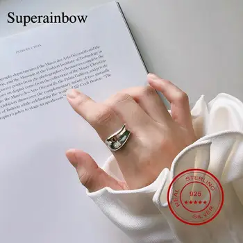 

SUPERAINBOW 925 Sterling Silver High Polish Geometric Irregular Adjustable Rings for Women Party Silver Rings Jewelry SR-R32