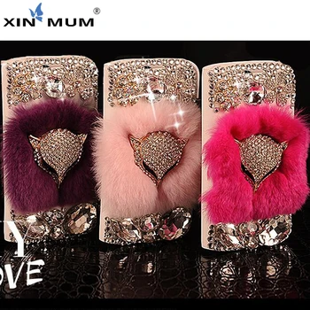 

Luxury Rabbit Fur Fox Bling Flip Leather Wallet Cases for Samsung Galaxy S10e S10 S9 S8 S10 S20 Plus Ultra 5G Note 10 Plus 9