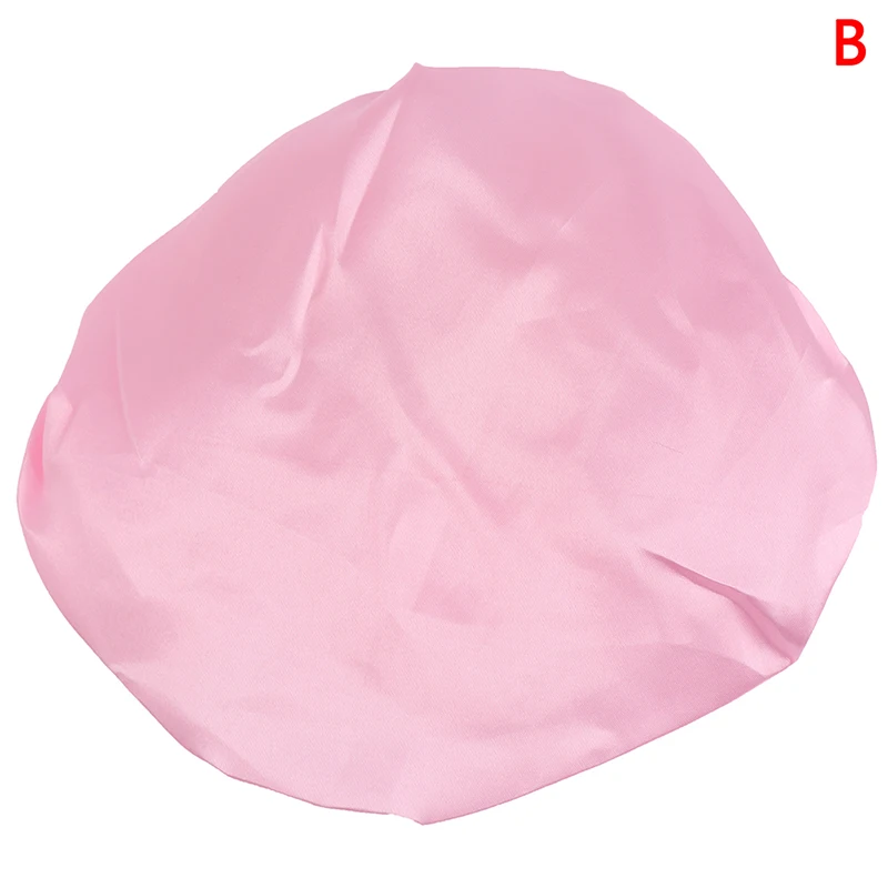 B Комплект из 1 предмета; Для женщин будущей матери Satin Шапки шапочки для ванной, душа волос двойные непромокаемые купальные Кепки Аксессуары для ванной комнаты - Цвет: B