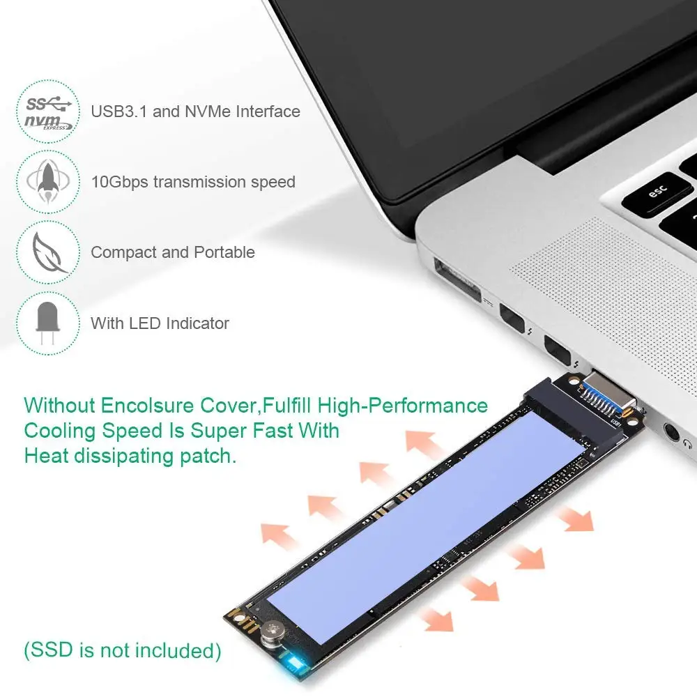 Onvian M.2 NVME USB 3,1 адаптер M-Key M.2 NGFF NVME для USB карты высокой производительности 10 Гбит/с USB 3,1 Gen 2 мост чип SSD