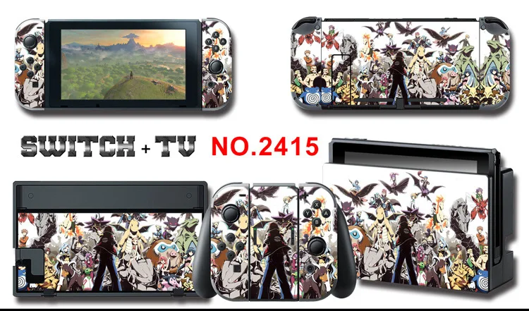 1set New Cute Anime Full Body Sticker for NS Switch Protective Cover Skin Colorful Art for Game Console Joy-Con Controller Decor