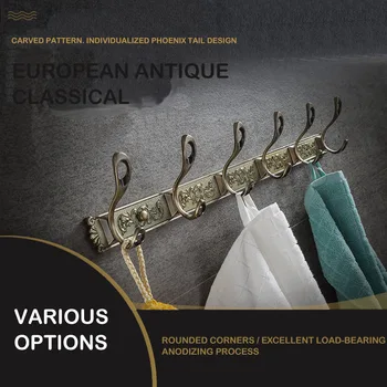 

Free shipping YUJIE ZHHY1092 european-style exquisite space aluminum hit empty wall hanging bathroom clothes hook row towel rack