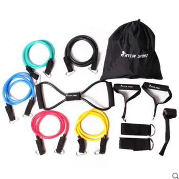 

12X Elastic Stretch Pull Ropes Resistance Band Set Expander Home Gym Exercise Yoga Fitness 5 Progressive Muscle Trainer