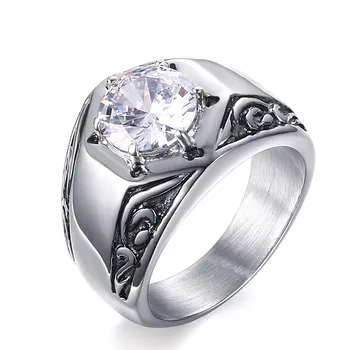 

Vintage carving AAA zircon diamonds gemstones rings for men stainless steel jewelry bijoux bague fashion accessory gifts wedding