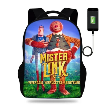 

BULEFLYER Missing Link Print Backpacks Boys/Girls School Bags Laptop Travel Bags Teenage Notebook Backpack USB Charge Mochila