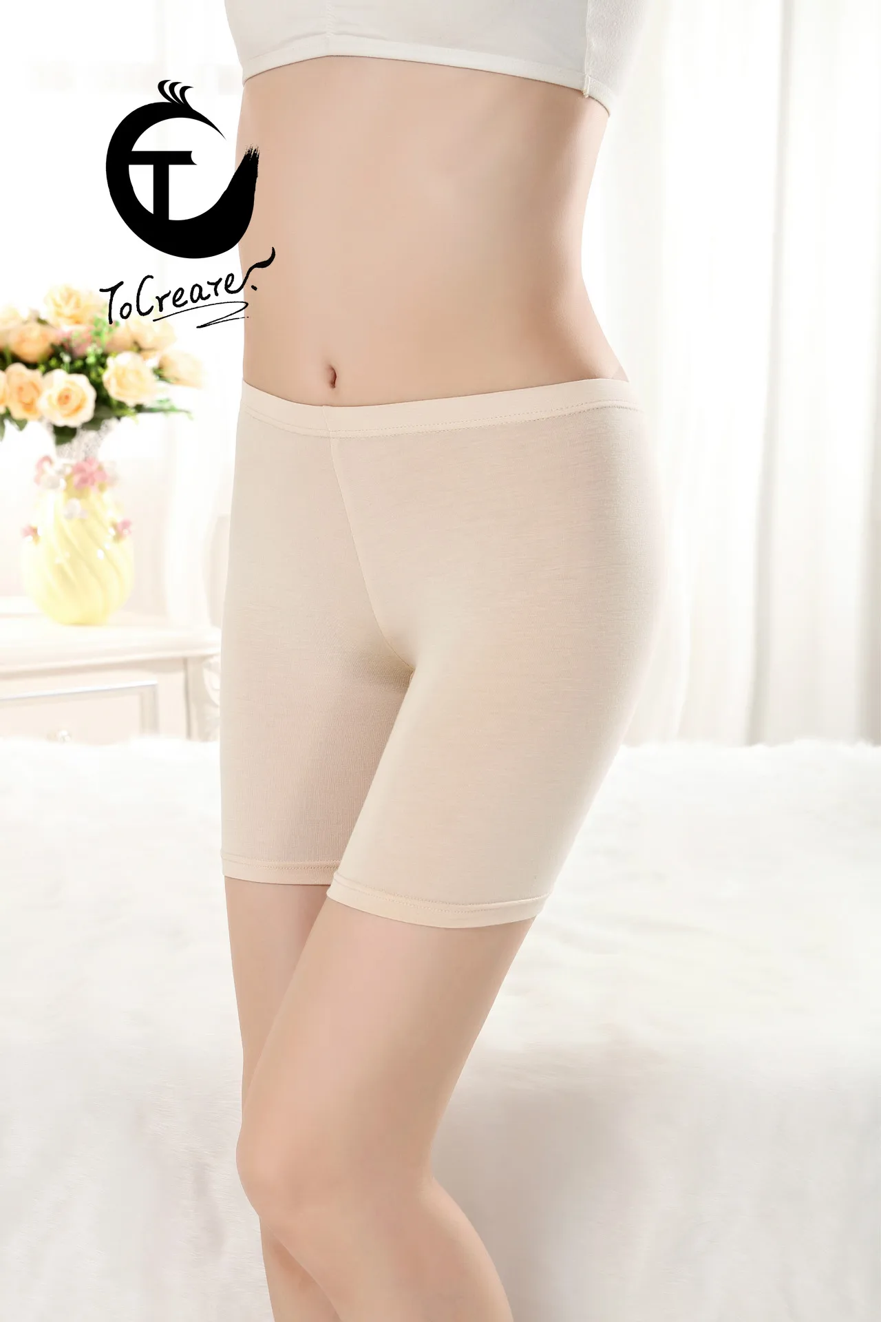 

Plain Top-Side Modal Anti-Glare Base Safety Shorts Solid Color Modal Women's Boxer Shorts