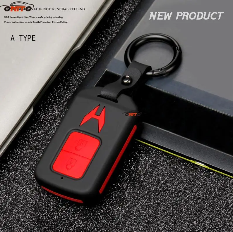 A Type Black red Автомобильный Стайлинг авто ключ аксессуар ключ оболочки силиконовый ABS ключ сумка Украшение для Honda Vezel City Civic Jazz BRV BR-V HRV - Название цвета: A Type Black red