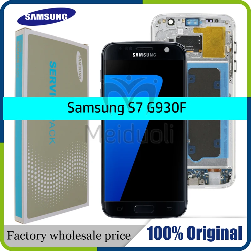 

High quality ORIGINAL 5.1'' LCD Replacement for SAMSUNG Galaxy S7 Display G930 G930F Touch Screen Digitizer Assembly with Frame